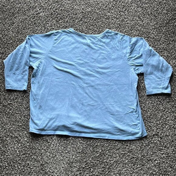 “Cat Mom” Womens Petite XL Blue/White Long Sleeve 100% Cotton Tshirt Top - Picture 4 of 7